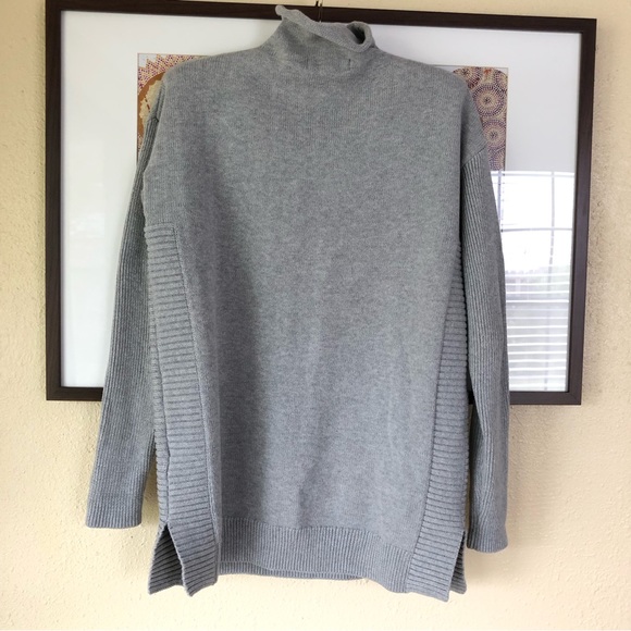 Tahari Gray Mock Neck Cotton Blend Sweater Modern Size S - Picture 7 of 10